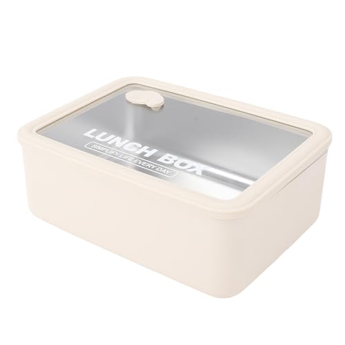 Naroote Caja Fuerte Visible de la Microonda del Diseño del Envase Portátil del Almuerzo del Acero Inoxidable 304 para el Viaje (beis grande)