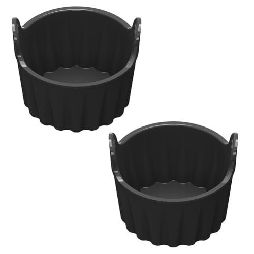 FUANA Moldes de silicona para huevos para freidora de aire, bandeja antiadherente reutilizable con mango de fácil elevación, apto para lavavajillas, compatible con la mayoría de modelos de una sola