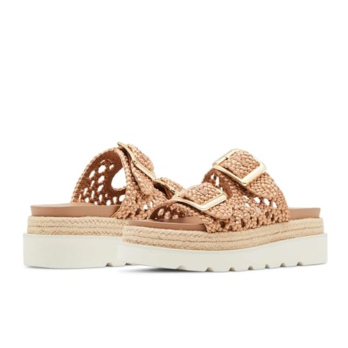 Image of DOEYG Platform Sandals for Women Summer Beach Raffia Slide Sandals Comfortable Casual Woven Straw Sandal with Buckle