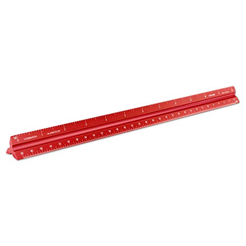 Image of Alumicolor Aluminum Combination Solid Drafting Scale, 12IN, Red