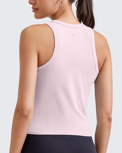 Image of G4Free Workout Tank Tops for Women Slim Fitted Racerback Ribbed Athletic Gym Yoga Tanks Summer Casual