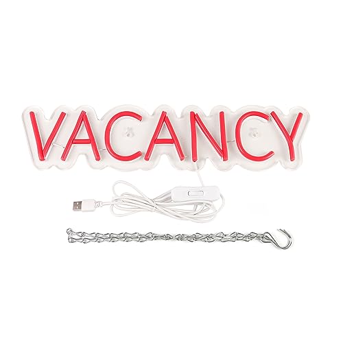 Image of VACANCY Neon Signs for Wall Decor Neon Lights for Bedroom Led Business Signs Suitable for Hotels Christmas Birthday Party Gift Unique Gift for Lover, 5V Power Adapter, 16 * 3.7 Inch(Red)