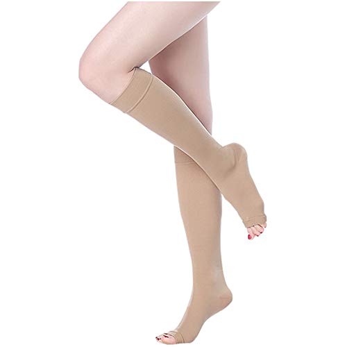 Meias de compressão de 20-30 mmHg, meias de compressão abertas com faixa de silicone, meias de compr