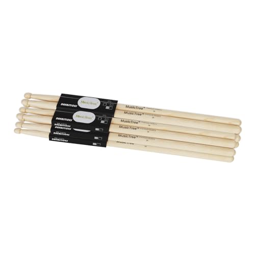 Musictree 2 Pares de Baquetas 5A de Arce - Duraderas y Responsivas para Bateristas Profesionales y Principiantes, Agarre Cómodo, 16 pulgadas de largo para Juego Versátil, Ideal para Jazz y Rock miniatura 1