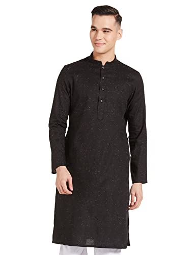 Image of Manthan Men's Cotton Full Sleeves Kurta, Mandarin Collar Ethnic Knee Length Kurta