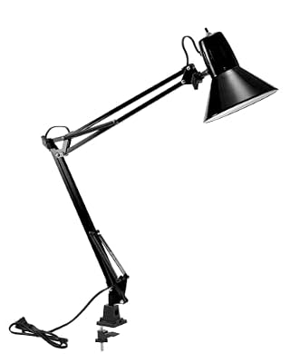 Bostitch Office VLF100 LED Swing Arm Desk Lamp with Clamp Mount, 36" Reach, Includes LED Bulb,Black
