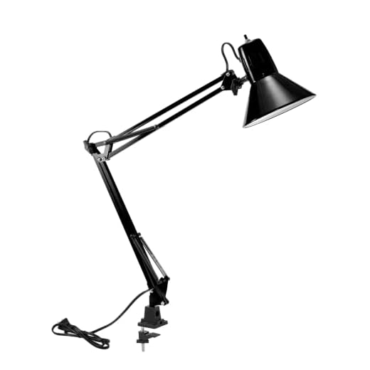 Bostitch Office VLF100 LED Swing Arm Desk Lamp with Clamp Mount, 36" Reach, Includes LED Bulb,Black