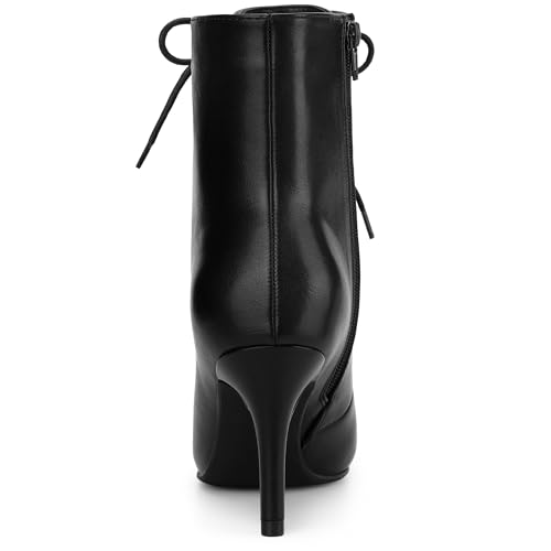Allegra K Women's Pointy Toe Lace Up Stiletto Heel Ankle Boots3