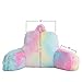 Holawakaka Shaggy Reading Pillow for Bed and Sofa Couch Sitting Up, Tie Dye Backrest Pillows with Arms for Kids Teens Adults, Back Support Cushion for Lounging, Watching TV, Working on Laptop
