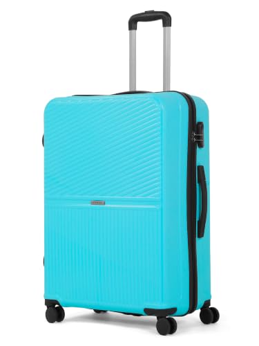 Image of Teakwood Set of 3 8 Wheels Trolley Bag, Hard Cabin with Zipper Closure, Adjustable Push Button & Cross Side Strap, Number Lock System 360 Degree (Set of 3, Aqua Green)