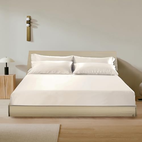 LILYSILK 3Pcs 100% Mulberry Silk Fitted Sheet Deep Oxford Pillowcases Bedding Sheets...