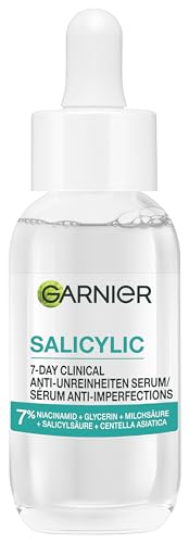 Garnier Hautklar Salicylic 7-Day Clinical Anti-Unreinheiten Serum – 7 Prozent Komplex mit Salicylsäure & Niacinamid – Gesichtsserum gegen Pickel, Poren & Pickelmale – Für empfindliche Haut – 30ml