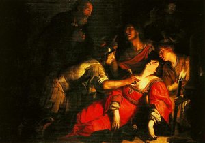 Peinture à l'huile The Death de Lucretia Francesco Rustici pour collectionneur d'art