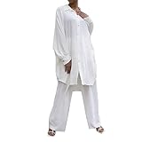 MODSGUE 2 Piece Damen Outdoor Tracksuit Outfit Y2k Top Oberteil + Hose Baggy Sweatpants Leicht Freizeitanzug Outfit Set Für Yoga, Fitness, Täglich Tragen Retro Sweatshirt