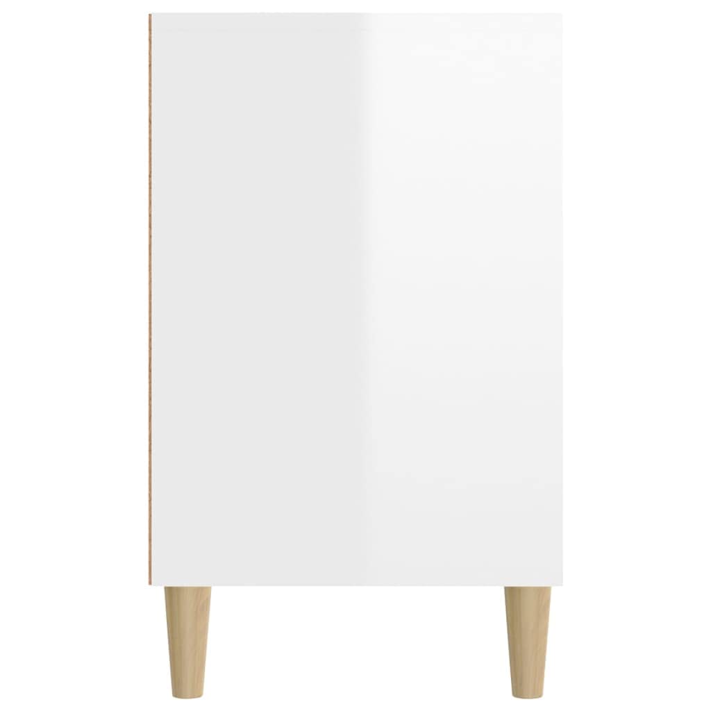 Regał na buty, wysoki połysk, biały, 102 x 36 x 60 cm, materiał drewnopochodny z 5 półkami, drewniane nogi i stabilna górna płyta do przechowywania i organizacji