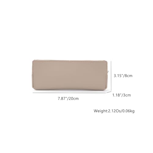 Image of Pencil Case Lightweight and Durable Ideal Pencil Pouch (Khaki,Faux leather)
