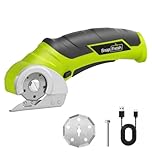 SnapFresh Cardboard Cutter 4V Rotary Cutter Cordless Electric Scissors with 2 Self-Sharpening Blades & Safety Lock for Cardboard, Package, Leather, Carpet, Plastic, Box Cutting