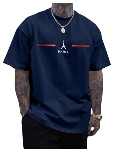 SOLY HUX Men's Graphic Tees Letter Print Crew Neck Short Sleeve T Shirt Casual Tops