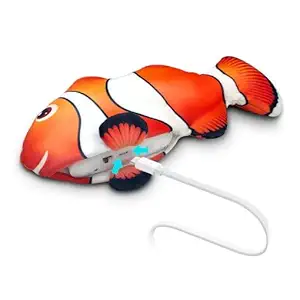 PetGains PGQ 30 cm Flopping Clownfish Cat Toy - USB Rechargeable Battery (25*19.6 cm) 0.147kg