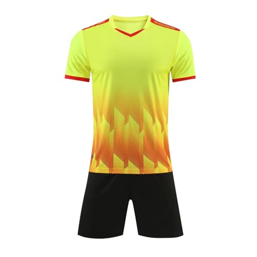 Boys Soccer Clothes Short Sleeve Loose Gradient Tshirt + Shorts Kids Girls Training Athletic Tracksuit Outfits for 5-13 Years