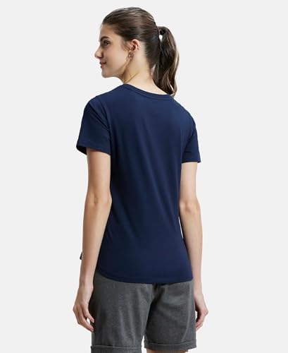 Image of Jockey AW88 Women Super Combed Cotton Rich Relaxed Fit Solid Curved Hem Styled Half Sleeve T-Shirt