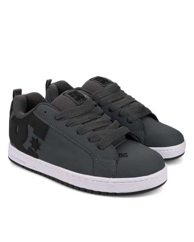 DC Mens Court Graffik Skate Shoe, Dark Grey/Black/White,9