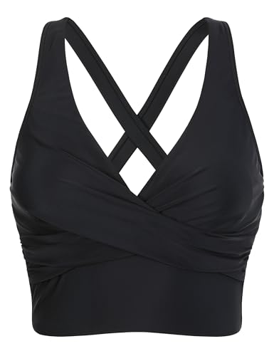 Firpearl Women's Underwire Bikini Tops Only - Longline Swimsuit Top Criss Cross Push Up Swim Crop Top 20252