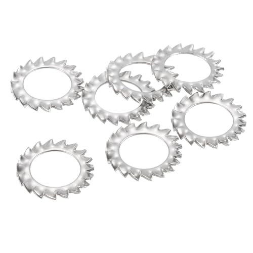 uxcell 100Pcs External Tooth Washers, M14 304 Stainless Steel External Serrated Washer for Mechanical Equipment Fasteners, Silver