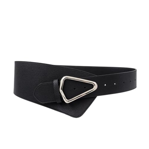 Wide Waistband Leather Women's Wide Belt Belt Triangle Silver Buckle