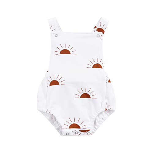Image of FIOMVA Infant Baby Boy Girl Rainbow Romper Halter Sleeveless Backless Bodysuit Jumpsuit Summer Clothes Outfits