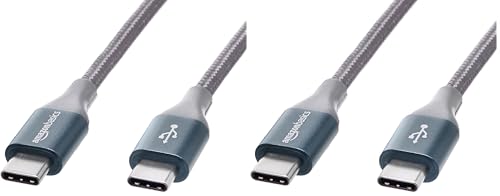 Image of Amazon Basics USB C to USB C Cable, 10 feet | 60W Fast Charging | Nylon Braided | For iPhone 15 /iPad /MacBook | Samsung /Switch Compatible