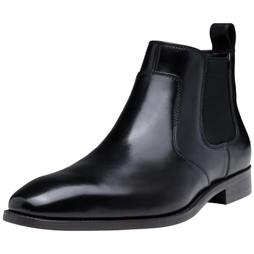 Jousen Men's Chelsea Boots Polished Premium Leather Ankle Dress Boots Classic Retro Slip On Boots for Men