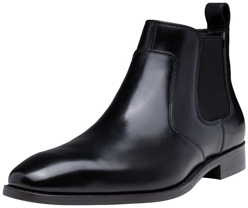 Jousen Men's Chelsea Boots Polished Premium Leather Ankle Dress Boots Classic Retro Slip On Boots for Men