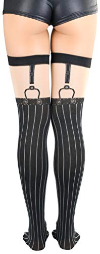 Image of ToBeInStyle Women's Full Footed Pantyhose with Thigh High Designs