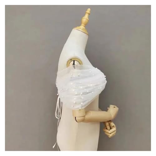 Bride shawl Pearl One Shoulder Mesh Women's Wedding Dress Party Dress Accessories for Bride4