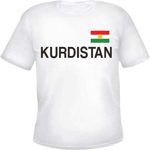 SUAN MEI ROU Kurdistan Men T Shirt with Flag Kurdistan Kobane White L