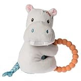 Mary Meyer Soft Baby Rattle with Soothing Teether Ring, 6-Inches, Jewel Hippo