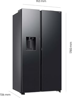 Samsung - Réfrigérateur-congélateur côte à côte RS80F66KCFEF, réfrigérateur intelligent avec compartiment congélateur, 178 cm, 634 l,acier noir