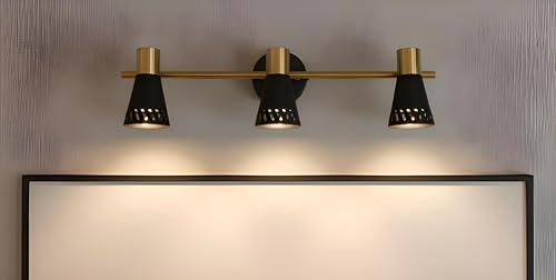Image of FILLISKA 3 in 1 Double Wall spot /Picture /Display /Mirror Light with Adjustable Head and Colour Changing Function (3 Way Black & Gold-037)