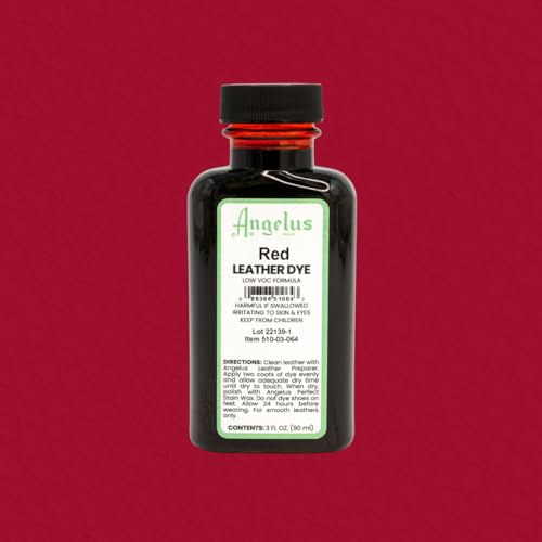 Angelus Leather Dye - Flexible Leather Dye for Shoes, Boots, Bags, Crafts, Furniture, & More 3oz, Dauber Included (Red)