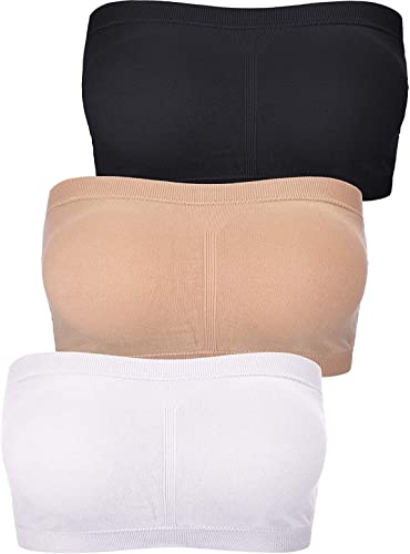 FULIER Women Bandeau Bra Padded Strapless Brarette Soft Bra Seamless Stretchy Bandeau Tube Top Bras