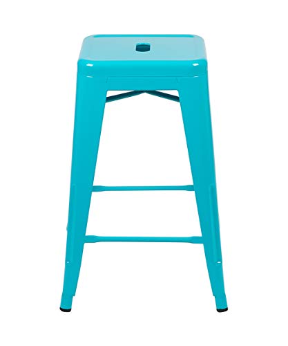 Flash Furniture Lily 24" High Metal Counter-Height, Indoor Bar Stool In Teal - Stackable Set Of 4 #TOP5