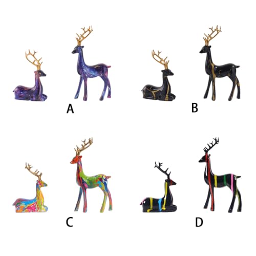 Renne de cerf coloré statuette de Noël en résine vive BS8122 - 4