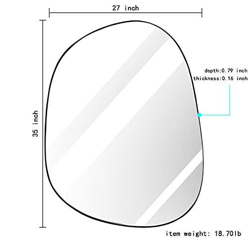 Asymmetrical Wall Mirror For Decor 27"*35", Modern Black Framed Wall Mirror For Living Room Bathroom Bedroom Entryway Ele-Stou-0063B #TOP1