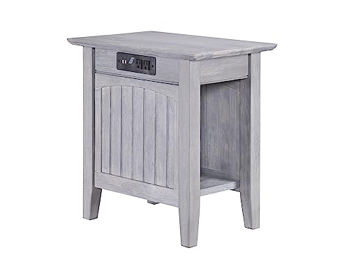 AFI Nantucket Chair Side Table with Built-in Charger in Driftwood