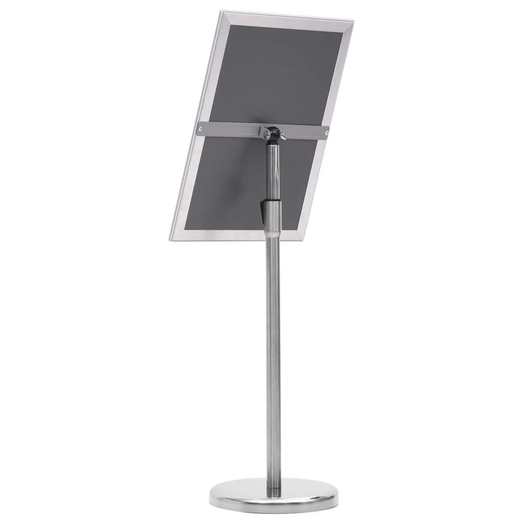 Plakatständer A3 höhenverstellbar mit Klapprahmen, Infoständer aus Aluminium für Restaurant, Büro und Messe, silberner Kundenstopper für Werbeplakate