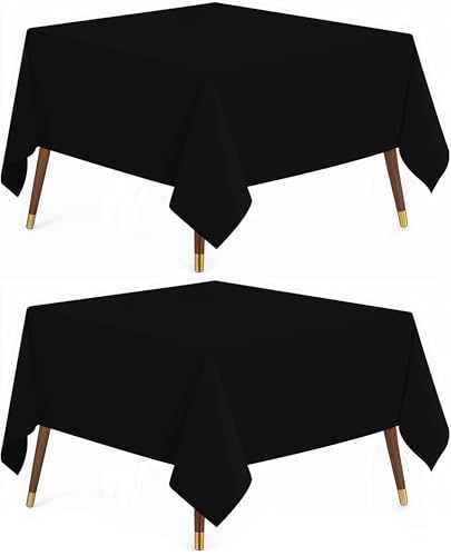 Utopia Kitchen Rectangle Table Cloth 2 Pack(60x60 Inches, Black), Tablecloth Machine Washable, Polyester Table Cover for Dining, Buffet Parties, Picnics, Events, Weddings and Restaurants