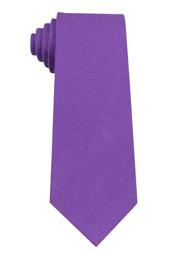 Image of Mens Solid Linen Ties - Slim Pattern Necktie for Men Wedding Groomsmen