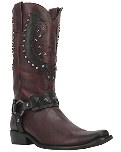 Dingo Mens War Eagle Studded Square Toe Pull On Casual Boots Mid Calf - Black