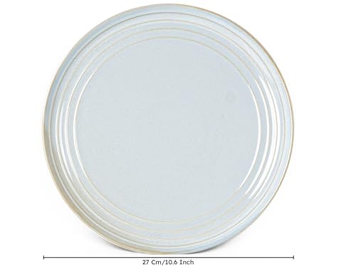 Image of Bodhi House Handcrafted Chip Resistance Porcelain Dinner Set, 14 Pieces Dish Set Serving for 6, Microwave and Dishwasher Safe, Bone-ash Free, Crockery Set for Dining and Gifting, Arctic Blue